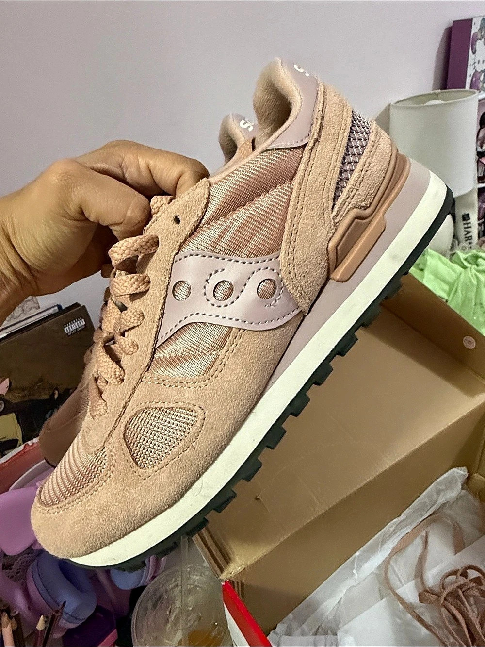 Saucony Shadow Women's Sneakers in Mauve and Rose